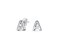 Abc Minimalist Capital Block Alphabet Letter Initial Stud Earrings For Teen For Women .925 Argent Sterling