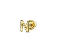 Abc Minimalist Real Yellow 14K Gold Capital Block Alphabet Letter Initial Cartilage Ear Lobe Piercing Piece Stud Boucle D'Oreille Vis Pour Les Femmes Ados