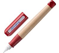 Abc Red-Stylo-Plume Enfant Pour Débutants En Écriture Avec Grip Ergonomique Et Plume Acier Polie Pour Gauchers (Lh) En Taille M-Bois D'érable Robuste-Avec Cartouche D'encre Bleue T 10