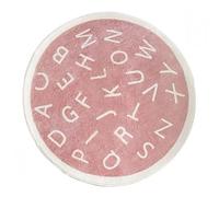 ABC Tapis rond en peluche douce avec motif de l'alphabet pour chambre d'enfant, jeu éducatif, coussin de sol antidérapant pour salle de classe, salle de jeux, chambre à coucher (80 x 80 cm, rose)