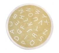 ABC Tapis rond en peluche douce avec motif de l'alphabet pour chambre d'enfant, jeu éducatif, tapis de sol antidérapant pour salle de classe, salle de jeux, chambre à coucher (80 x 80 cm, jaune)