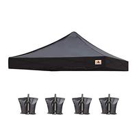ABCCANOPY Couvercle de Rechange 100% étanche au Choix 18 Couleurs + 4 Sacs de Poids 8X8 Noir