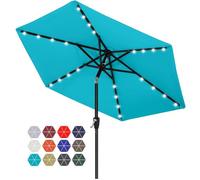 ABCCANOPY Durable Parasol de patio à DEL solaire avec 24 lumières DEL de 2,3 m (turquoise)