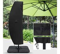 ABCCANOPY Housse de protection pour parasol déporté de 260 cm à 400 cm - Imperméable - Avec fermeture éclair et barre - Grande taille - Noir
