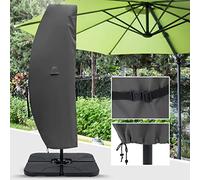 ABCCANOPY Housse de Protection pour Parasol déporté de 260 cm à 400 cm - Imperméable - avec Fermeture éclair et Barre - Grande Taille - Gris