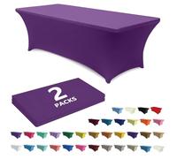 ABCCANOPY Lot de 2 nappes de table en élasthanne violet de 1,2 m - Nappe extensible infroissable - Réutilisable - Pour table pliante rectangulaire, événement, mariage, banquet