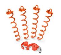 ABCCANOPY Lot de 4 piquets d'ancrage au sol en spirale avec attaches pour chien, piquets d'ancrage pour balançoire, but de basket-ball, tonnelle, tente, attaches pour attacher le chien