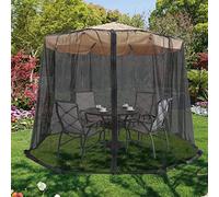 ABCCANOPY Moustiquaire réglable de 2,7 m à 3,4 m avec porte à fermeture éclair pour la plupart des parasols de table de marché ou parapluies déportés à suspendre (noir)