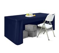 ABCCANOPY Nappe de Table rectangulaire Extensible en élasthanne - 1,8 m - pour Table de Mariage, Banquet, tréteau (Bleu Marine)