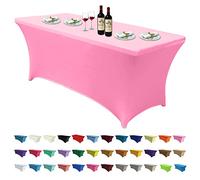 ABCCANOPY Nappes en élasthanne pour Table rectangulaire de 1,8 m - Housse de Table Extensible en Polyester - Housse de Table de Massage - Rose