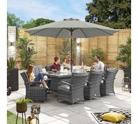 ABCCANOPY Parasol de terrasse de 2,7 m avec bouton poussoir d'inclinaison pour jardin, terrasse, arrière-cour et piscine, 8 baleines, plus de 13 couleurs