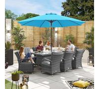 ABCCANOPY Parasol de terrasse de 2,7 m avec bouton poussoir d'inclinaison pour jardin, terrasse, arrière-cour et piscine, 8 baleines, plus de 13 couleurs