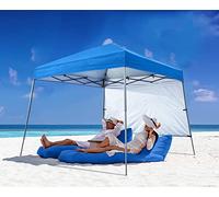ABCCANOPY Tente de Plage escamotable Auvent Plage avec Sac à Dos, Base de 2,4 x 2,4 m, Dessus de 1,8 x 1,8 m, Bleu