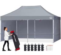 ABCCANOPY Tonnelle étanche Pop-up - 3 x 6 m - Protection Solaire - avec 4 Panneaux latéraux + Sac à Main - Gris
