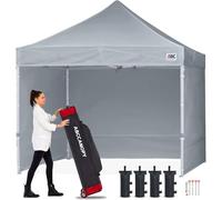 ABCCANOPY Tonnelle pliable de 2,5 x 2,5 m, portable et stable, résistante au vent et à la pluie, avec 4 panneaux latéraux, gris