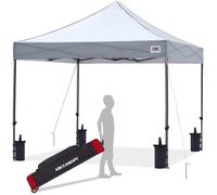 ABCCANOPY Tonnelle pop-up robuste de 2,5 x 2,5 m avec sac à roulettes amélioré, 4 sacs de poids, piquets et cordes (gris)
