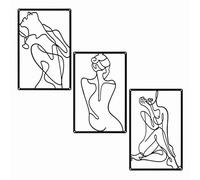ABCDEFG Art mural en métal - Ensemble de 3 pièces abstraites minimalistes nordiques - Art mural, décoration murale, art mural noir, art mural pour salon, chambre à coucher, art mural en fil,