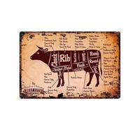 ABCDEFG - Panneaux en métal - Morceaux de viande de boucherie - Se connecter | Panneaux de bar pour bar à domicile - Panneau Man Cave | Panneaux métalliques vintage UK | Panneaux muraux en métal | Panneaux métalliques rétro et amusants