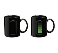 ABchat 1pcs Heat Sensitive Ceramic Mug Colour Changing Coffee Cup Heat Changing Porcelain Mug with Handle-Battery Charging Pattern