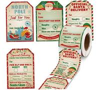 ABchat 200 Pieces from Santa Claus Stickers Roll Vintage Christmas Tags Stickers,Present Stickers Labels 2.3 x 3.34 inch Light Color Christmas Labels
