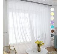 ABCHOME Rideaux Transparents Blancs de 330 cm de Long, 2 Panneaux, voilages Semi-Transparents avec Passe-Tringle pour Cuisine, Chambre à Coucher et Salon (Blanc, 132 cm de Large x 330 cm de Long)