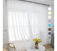 ABCHOME Rideaux Transparents Ivoire de 330 cm de Long, 2 Panneaux, voilages Semi-Transparents avec Passe-Tringle pour Cuisine, Chambre à Coucher et Salon (Ivoire, 132 cm de Large x 330 cm de Long)