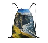 abcklkd Ireland Outdoors Sac à dos pliable avec cordon de serrage Motif Clare les falaises Pour homme et femme, Noir , M