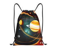 abcklkd Sac à dos de sport portable étanche avec cordon de serrage et cordon de serrage pour homme et femme Motif Jupiter Saturne, Noir , M