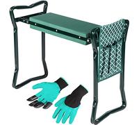 Abco Tech Tabouret de jardin et repose-genoux - Repose-genoux et tabouret pour le jardinage, siège de jardin pliable pour le rangement, genoux de jardin pour personnes âgées, excellent cadeau de