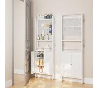 ABCOOL Support Mural pour Rangement Derrière Les Portes, 2 Panneaux Perforés pour Le Rangement des Outils de Garage et de Jardin, Etagère Métallique Haute sur Pieds