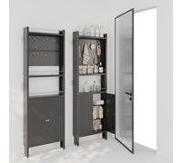 ABCOOL Support Mural pour Rangement Derrière Les Portes, 2 Panneaux Perforés pour Le Rangement des Outils de Garage et de Jardin, Etagère Métallique Haute sur Pieds