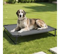 ABCPET Elevated Dog Beds Lit surélevé pour chien - Lit d'extérieur imperméable pour animal domestique - Tissu Teslin avec cadre en fer de 1,2 mm d'épaisseur, respirant, ultra robuste, gris, 137,2 x 94