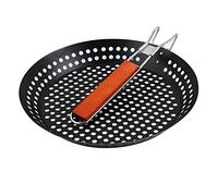 Abcsea 1 Pièce Poêle à Frire en Acier, Wok pour Barbecue, Poêle à Griller pour Barbecue, Paniers de Cuisson pour Barbecue