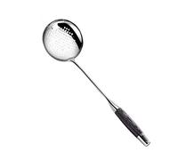 Abcsea 1 Pièce Spatules Cuisine Inox, Ustensiles de Cuisine Inox, Cuillère Trouée Cuisine, avec Poignée Noire