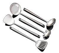 Abcsea 5 Pièces Accessoires Set de Cuisine, Cuillères de Cuisine, Ustensiles de Cuisine Inox, Spatules Cuisine Inox, Gadgets de Cuisine, avec Poignée Creuse
