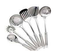 Abcsea 6 Pièces Accessoires Set de Cuisine, Cuillères de Cuisine, Spatules Cuisine INOX, Ustensiles de Cuisine INOX, Gadgets de Cuisine