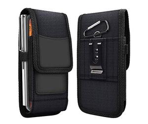 ABCTen Ceinture Etui Vertical en Nylon Belt Clip Housse pour Cat S52 S48C / Crosscall Core-M4/M4 GO 5" Coque pour BRONDI 850 4G 5.7" avec Fente pour Carte