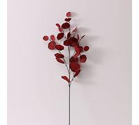 ABCWARRT Automne Eucalyptus Faux Plantes Fleurs Nouvelle Pomme Laisser Artificielle Plantes Vertes Décoration De Mariage Soie Faux Feuilles Décor À La Maison 6 Pièces (Rouge)