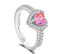 ABD Bague Cœur Argent pour Femmes Bague Ajustable Antistress Spinner Bague pour Femmes Argent Bijoux Cadeaux pour Femmes