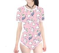ABDL Barboteuse pour bébé Motif licorne Multicolore - Rose - X-Large