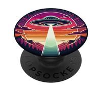 Abducted Alien Space ecraft Outer Space Sunset Retro PopSockets PopGrip Adhésif