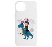 Abe Lincoln chevauchant Un Dinosaure, feu d'artifice Amusant du 4 Juillet Coque pour iPhone 14 Plus