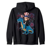 Abe Lincoln chevauchant Un Dinosaure, feu d'artifice Amusant du 4 Juillet Sweat à Capuche
