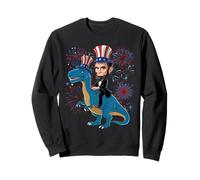 Abe Lincoln chevauchant Un Dinosaure, feu d'artifice Amusant du 4 Juillet Sweatshirt