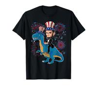 Abe Lincoln chevauchant Un Dinosaure, feu d'artifice Amusant du 4 Juillet T-Shirt
