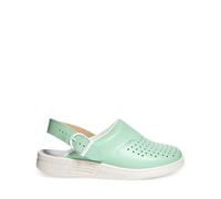 Abeba Chaussures professionnelles femme The Original Clog Mint/Blanc - cuir lisse, perforé, semelle intérieure en bois, OB, Src EUR 35