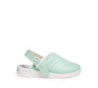 Abeba Chaussures professionnelles femme The Original Clog Mint/Blanc - cuir lisse, semelle intérieure en bois, OB, Src EUR 35