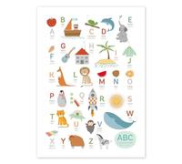 Abécédaire des animaux en allemand Poster de Sandy Lohß 13 x 18 cm Déco colorée Tableaux Décoration murale