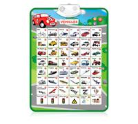Abécédaire électronique interactif avec véhicules pour apprendre l'anglais.