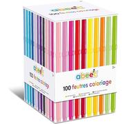 Abeec 100 Feutres à Pointe Fine | Set de 100 Feutres Coloriage Enfants | 20 Couleurs Différentes dans une Boîte - Set de Coloriage pour les Fournitures d'Art et d'Artisanat